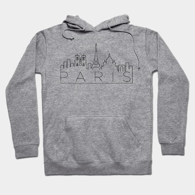 Paris  Minimal Skyline Hoodie by kursatunsal